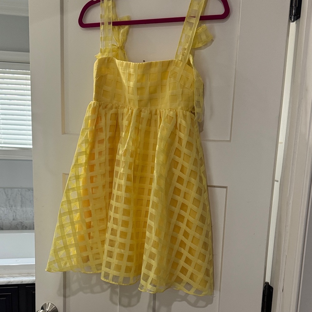 Amanda Uprichard Yellow Checkered Russo Dress